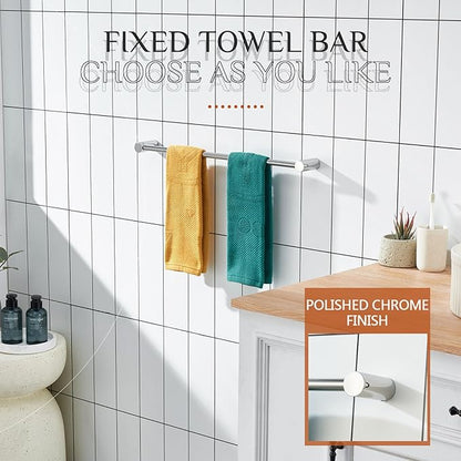 KOKOSIRI Towel Bars for Bathroom Wall Mounted 20'' Towel Rack Polished Chrome Single Rod for Lavatory Bathroom Hardware Stainless Steel, B4007CH-L20