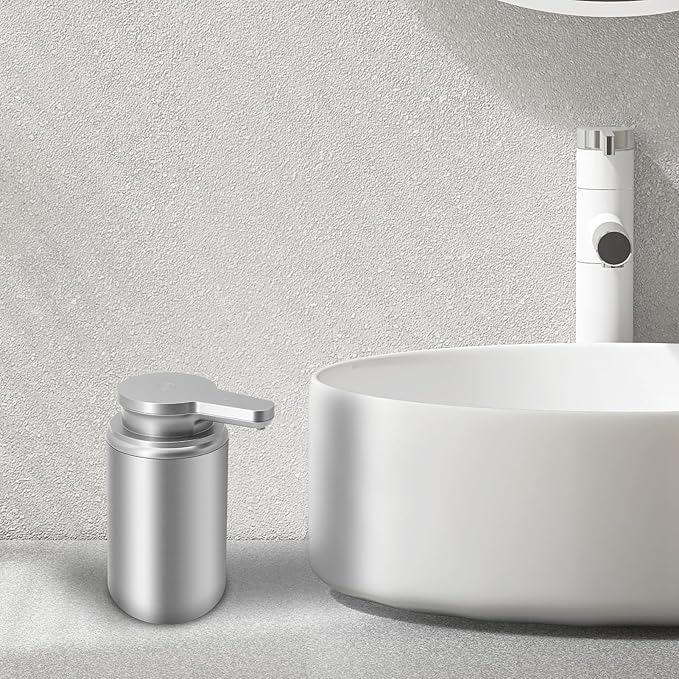 Mamiddle 12 oz. Automatic Soap Dispenser Stainless Steel with Sensor Infrared Soap Dispenser Electric IPX5 Waterproof USB-C Charging Motion Sensor for Kitchen & Bathroom (Silver Cyl)
