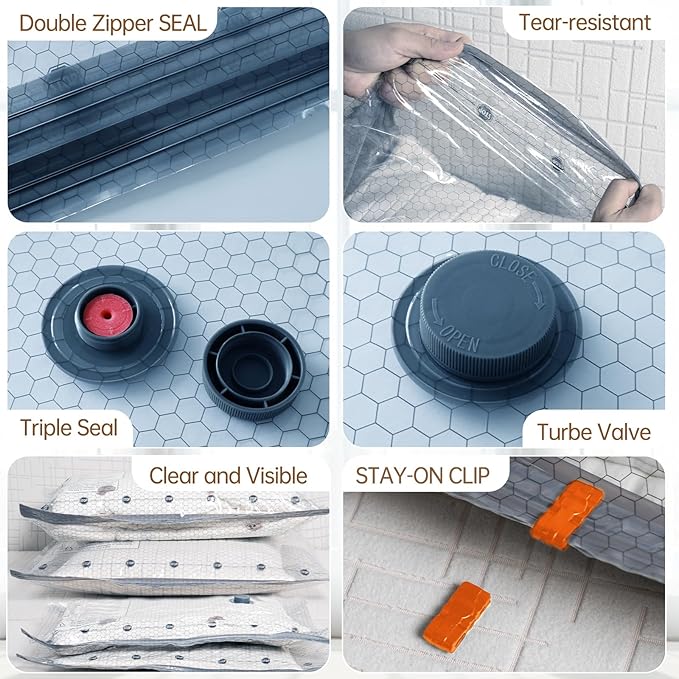 Vacuum Bags for Travel with Wireless Rechargeable Pump, 18 Pack Carry-on Size Compression Packing Seal Bags for Luggage and Suitcase, Space Saver Vacuum Storage Bags for Clothes and Clothing Travel