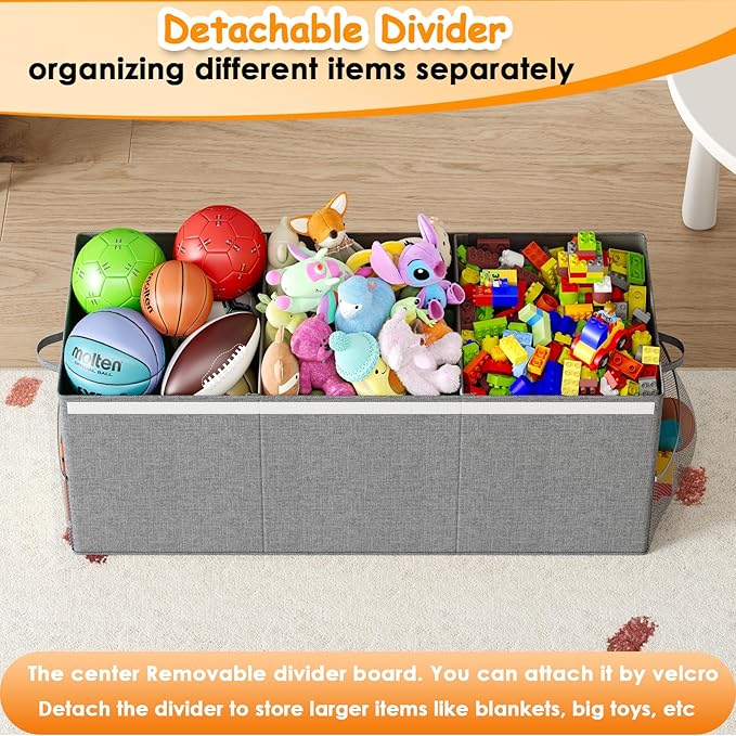 Extra Large Toy Box Chest with Lid, Kids Toy Storage Organizer for Boys Girls, Big Toy Bin Basket Extra Large Toy Storage Box for Living Room Playroom Nursery (40" x14" x16")