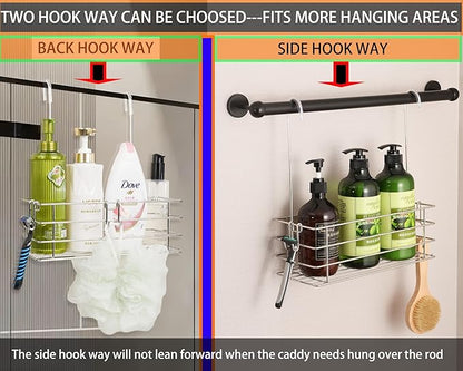 Seltomer Shower Caddy Hanging Shower Rack SUS304 Stainless Steel Hanging Shower Orangizer with Hooks Over The Door, Shampoo Basket Storage (Single-Layer)