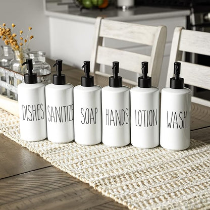 Heartland Home Porcelain 16oz Liquid Dispenser - Kitchen, Bathroom & Laundry Soap & Shampoo Dispenser