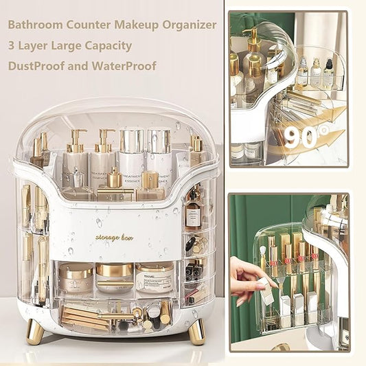 Omeily Large Makeup Organizer Countertop Vanity Organizer Cosmetic Organizer Makeup Storage Box Bathroom Counter Organizer Perfume Skincare Organizers Gift Women Girls Clear Design Easy Visibility