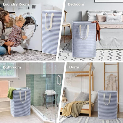 Lifewit 3 Pack Laundry Hamper Large Collapsible Laundry Baskets, Freestanding Waterproof Clothes Hamper with Easy Carry Handles in Laundry Room Bedroom Bathroom College Dorm, Blue, 3 x 80L