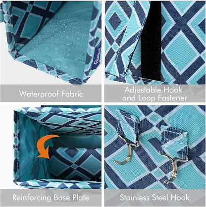 Surblue Caddy Hanging Organizer Bedside Storage Bag for Bunk and Hospital Beds, Blueplaid, Small