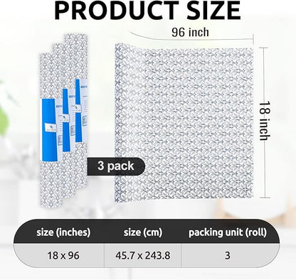 RAY STAR 18X96 Inch Shelf Liner for Kitchen Cabinets, Non-Adhesive Cabinet Liner Washable, PVC Drawer Liner for Dresser Non-Slip Bathroom (Black Floral)(3 Roll)