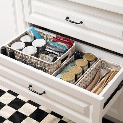 GRANNY SAYS Wicker Baskets for Organizing, Wicker Storage Basket for Shlef, Woven Baskets Oraganizer, Waterproof Vanity Basket for Towel, Home Organization, 3-Pack
