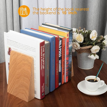 Red Oak Book Ends Heavy Duty Handmade Book Ends for Shelves Decorative Bookends to Hold Heavy Books (Red Oak Large)