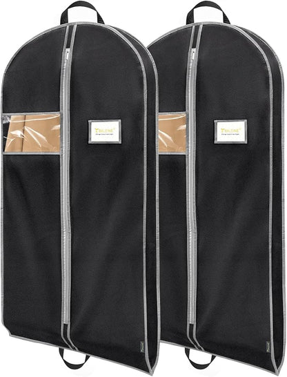 BALEINE 2PK Heavy Duty Garment Bag with Shoe Storage Travel Bag for Dresses, Suit, Coats Travel Essential (43", Black)