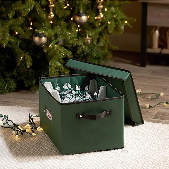 ZOBER Christmas Light Storage Reels - Christmas Light Organizer With 4 Plastic Wheels - Fits 200 Mini Lights Per Spool, Lights Storage - Strong & Durable Material - Stitched Reinforced Handles - Green