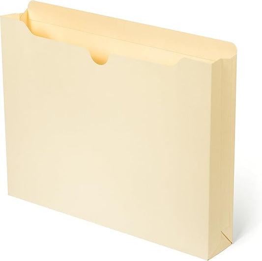 Blue Summit Supplies 2 Inch Manila File Jacket, 50 Folders, Reinforced Straight Cut Tab, Heavy Duty 2 Inch Expansion Pocket, Letter Size, 50 Pack