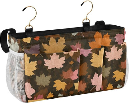 CuwrYet Bedside Caddy Hanging Bunk Bed Caddy Bed Organizer Hanging Pocket with 2 Hooks Bedside Storage Organizer Pocket Bag Holder Various Maple Leaves