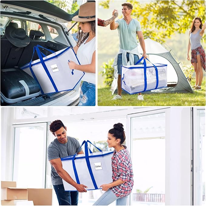 ZFWDSY 105L Moving Bags 6 pack Storage Bag Large Moving Boxes with Lids, Zippers Handles for Moving Totes Bins, College Dorm, Traveling, Camping, Christmas