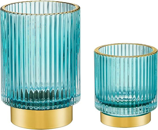 LEICURACE Makeup Brush Holder Organizer,Toothbrush Holders,Desk Pen Pencil Holder,Multifunctional Vintage Glass Brush Cup(A3-17-US)