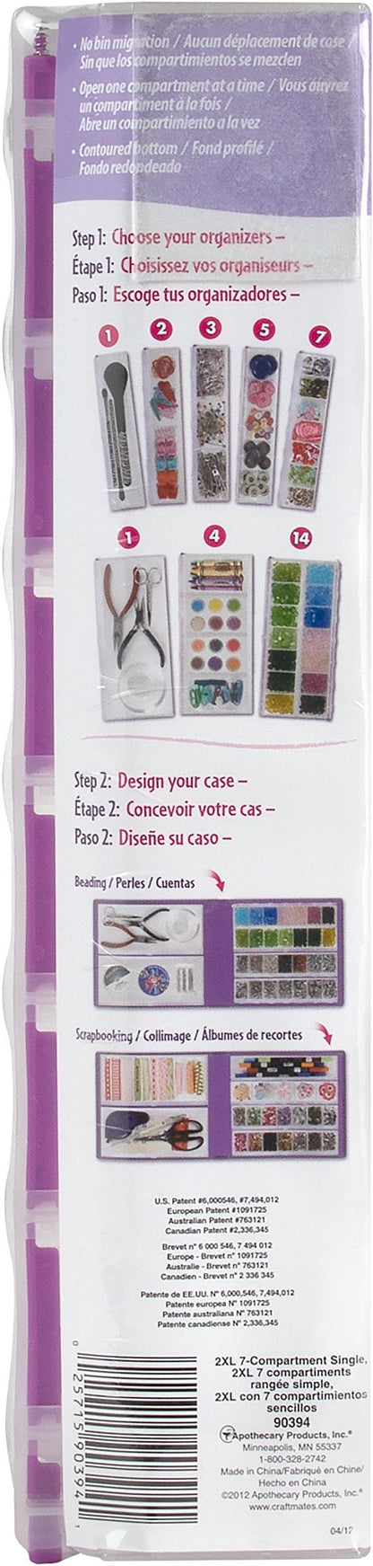 Craft Mates Bead Organizer and Plastic Storage Containers for Crafts, Buttons, Pins and More, 7 Locking Compartments (2XL)