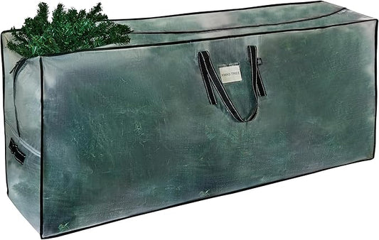 VENO Clear Christmas Tree Storage Bag - Fits 9 Ft Artificial Trees, Heavy Duty Large Bags with Zipper, Durable Handles, and Labeling Card Slot, Alternative to Storage Boxes with Lids