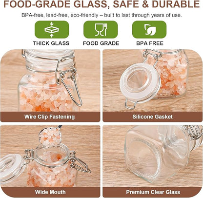 6 Pack Spice Jars, 4 oz Glass Containers with Airtight Lids, Small Herb Jars with Labels for Kitchen Storage