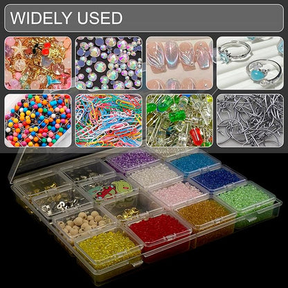 ZIIYAN Bead Storage Containers - 32 Clear Plastic Bead Organizer Boxes with Hinged Lid, Craft Organizers and Storage for Diamond Painting Art, Small Parts, Jewelry Charms