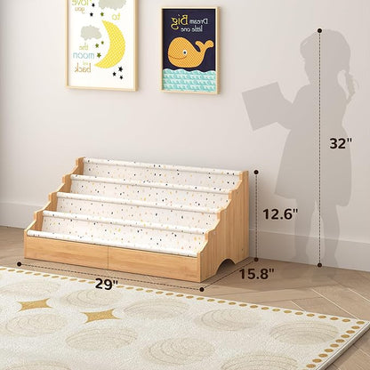 ELYKEN Toddler Bookshelf for Kids Rooms, Nursery Book Shelves with Open Forward Display, Montessori Book Shelf for Baby Room, Small Children Classroom Books Rack Storage, Reading Corner for Kid