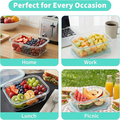 Piszvbej 2 Pack Fruit Storage Containers for Fridge, Glass Fruit Containers for Fridge with Airtight Lid, Airflow Vent Design to Keep Produce Fresh Longer, Ideal for Fruits and Vegetables Storage