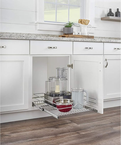 Rev-A-Shelf Kitchen Cabinet Pullout Shelf and Drawer Organizer Slide Out Pantry Storage Basket in Multiple Sizes, 15 x 20 In, 5WB1-1520CR-1