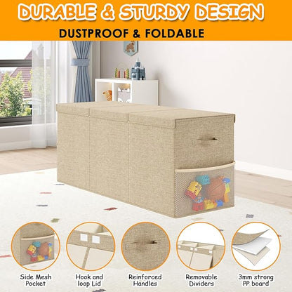 Extra Large Toy Box Chest with Lid, Kids Toy Storage Organizer for Boys Girls, Big Toy Bin Basket Extra Large Toy Storage Box for Living Room Playroom Nursery (40" x14" x16")