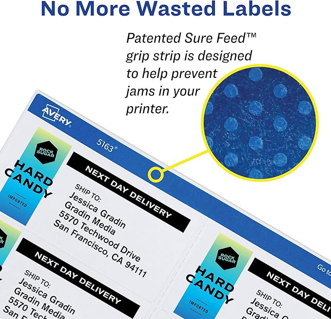 Avery Removable ID Labels, Sure Feed Technology, Removable Adhesive, 1" x 2-5/8", 5 Packs (6460)