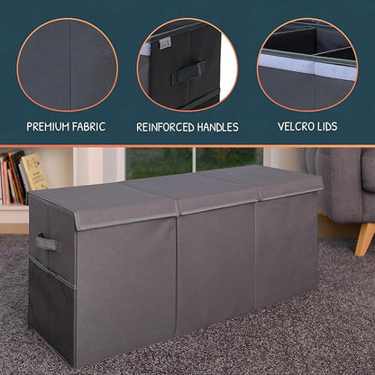 Extra Large Toy Storage Organizer with Lid - Sturdy, Collapsible Toy Chest Storage Box Design - Toys Bin with Dividers for Kids, Nursery, Bedroom, Playroom 37"x16"x14"