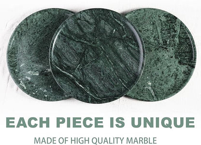 Natural Marble Serving Tray, 11.8in Marble Round Tray, Bathroom/Kitchen/Coffee Table Trays for Counter, Decorative Vanity Trays, Jewelry & Perfume Holder, Green Stone Serving Board