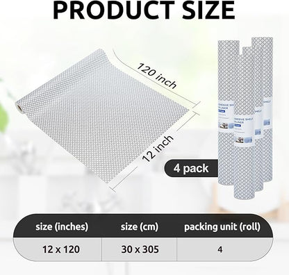 RAY STAR 12X120 Inch Shelf Liner for Kitchen Cabinets, Non-Adhesive Cabinet Liner Washable, PVC Drawer Liner for Dresser Non-Slip Bathroom (Black Circle)(4 Roll)