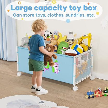 Large Toy Box, Toy Storage Organizer for Kids, Toy Chest for Toddlers with 360° Wheels, Toybox for Living Room, Oxford Cloth Toy Box for Boys, Girls, Stuffed Animals, Clothes