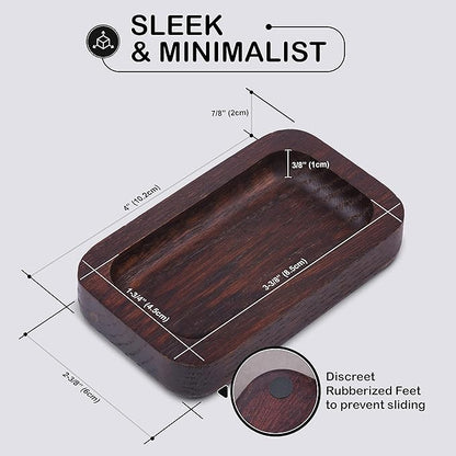 Prazoli Men's Ring Holder - Wooden Ring Dish & Tray for Nightstand for Him, Small Trinket Dish