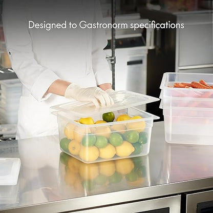 CURTA 4-Pack 1/2 Size 6" Deep Food Pan with Handled Lid – NSF Commercial-Grade Translucent Polypropylene, Stackable Freezer-safe Storage for Restaurants, Catering & Buffets