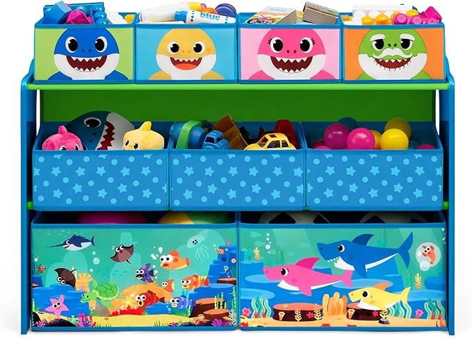Baby Shark Deluxe 9 Bin Design and Store Toy Organizer by Delta Children, Greenguard Gold Certified