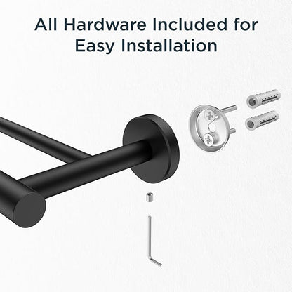 FORIOUS Black Double Towel Bar, 24 Inch Double Towel Racks for Bathroom, Heavy Duty SUS304 Stainless Steel Towel Holder Rail Wall Mount, Includes Wall Mounting Hardware, Matte Black