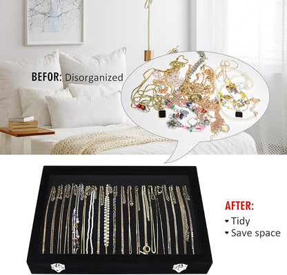 Velvet Necklace Display Jewelry Tray 20 Hook Necklace Tray Necklace Pendant Jewelry Tray for Women and Girls