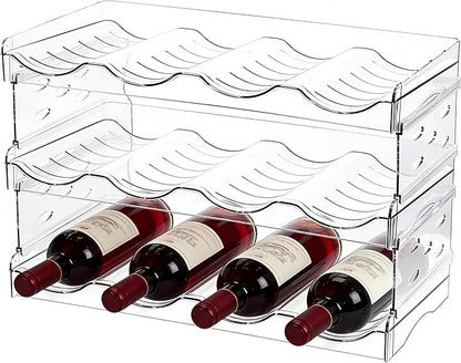 Baosia Stackable Wine Rack,Wine Bottle Holder for Inside Cabinet,for Pantry,Refrigerator,Countertop Organization-3 Tiers for 12 Bottles