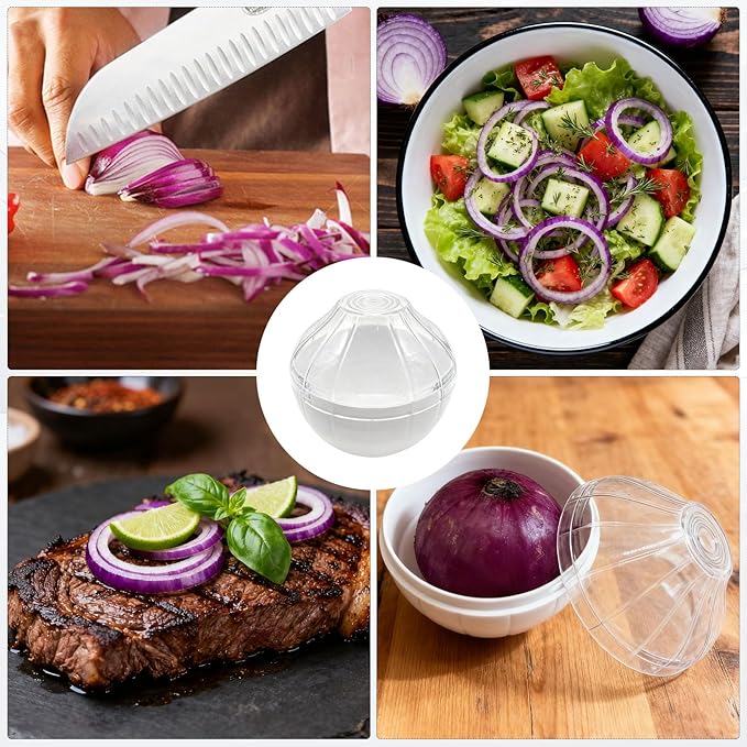 Jeukwud Onion Keeper, Onion Storage Containers, Garlic Shaped Food Saver, Fruit & Vegetable Storage Holder, Sealing Box for Refrigerators