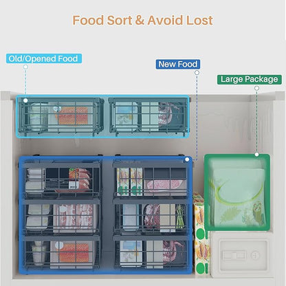UMDONX Freezer Organizer Bins – Expandable from 11.2" to 17.7", Fit 5–10 Cu.Ft Chest Freezer, Hanging Storage Baskets for Deep Freezer, Easy Slide Access, 1 Pack (Black)