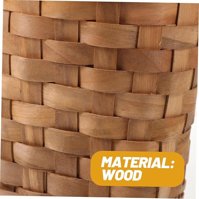 Natural Wood Hanging Basket Organizer for Kitchen and Wall Storage Woven Basket with Handle for Household Items Rustic Wall Decor Multi Purpose Hanging Storage Bin