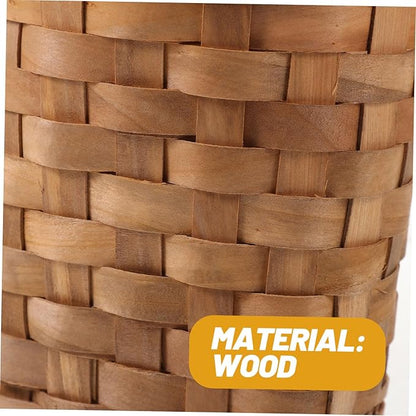 Natural Wood Hanging Basket Organizer for Kitchen and Wall Storage Woven Basket with Handle for Household Items Rustic Wall Decor Multi Purpose Hanging Storage Bin