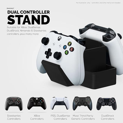 Dual Game Controller, TV Remote Control & Stationary Storage Desktop Organizer Holder, Universal Design for Xbox ONE PS5 PS4 PC Gamepads, Reduce Clutter (D03)