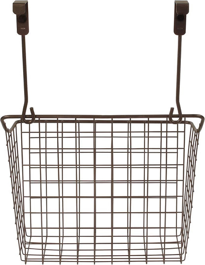 Spectrum Large Over Cabinet Door Organizer Bronze Wire Storage Basket for Kitchen Bathroom, Steel Hanging Cabinet Storage Organizer Basket Design Fits 0.75 Inch Cabinet Doors