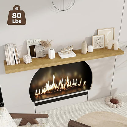 Fun Memories Deep Floating Shelves, 72 x 12 Inch Long Wall Shelves, Large Display Shelf & Storage Shelf, Wood Floating Wall Shelves for Fireplace Mantel, Living Room, Home Office - Set of 2