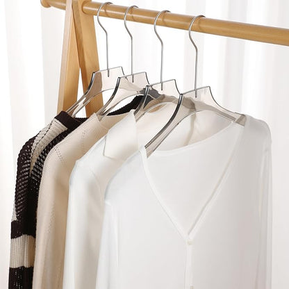 ShgHzz Clear Hangers 10 Pack, Crystal Clear Luxury Non-Slip Hangers for Suits, Coats, Dresses, Heavy Duty Thin Design Saves Closet Space Smoky Gray