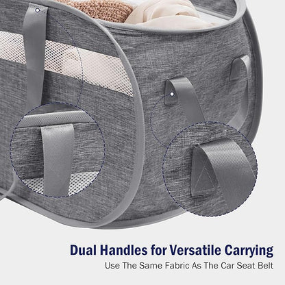 Collapsible Laundry Baskets, Foldable Tear Proof Pop Up Hamper with Reinforced Carry Handles, Durable Laundry Hamper for Home, Laundry, Bathroom, Dorm or Travel (Grey)