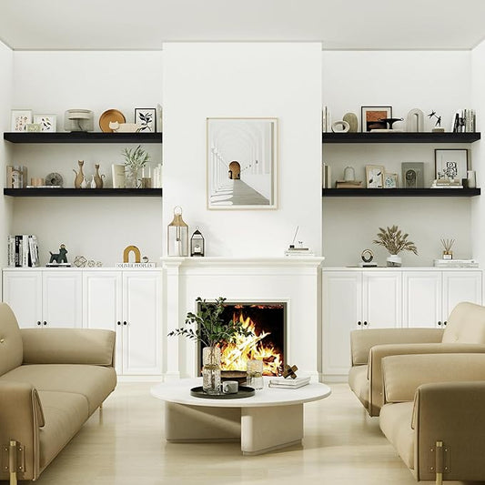 Heimlove 12 Inch Deep Floating Shelves, 55 x 12 inch Extra Long Floating Shelves for Wall, Large Display Shelf & Storage Shelf for Living Room Bedroom Kitchen Home Office, Set of 1, Black