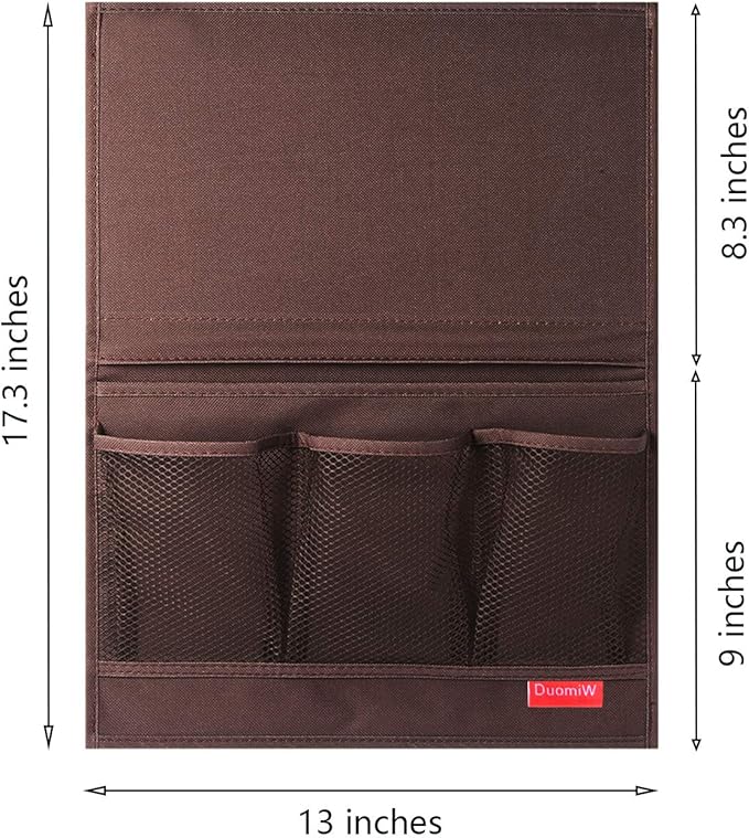 DuomiW Bedside Storage Organizer, Bedside Caddy, Table Cabinet Storage Organizer, TV Remote Control, Phones, Magazines, Tablets, Accessories (Brown)