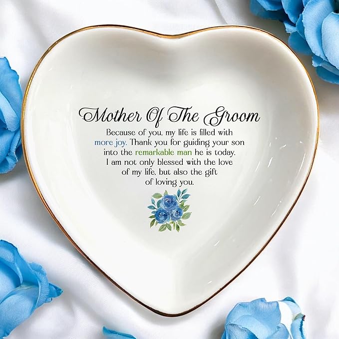 Wedding Ring Dish Jewelry Trinket Tray for Mother-in-law,Bridesmaid,Mother of the Bride/Groom-Engagement,Bridal Shower,Bachelorette Gifts for Couples,Mr. Mrs. (Mother of the Groom 1)
