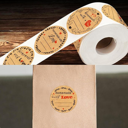 Jam and Jelly Jar Canning Labels for Mason Jars and More(2" Round 500/roll) with Lines for Writing- Jar Labels Jam, Jelly, and More (brown10)